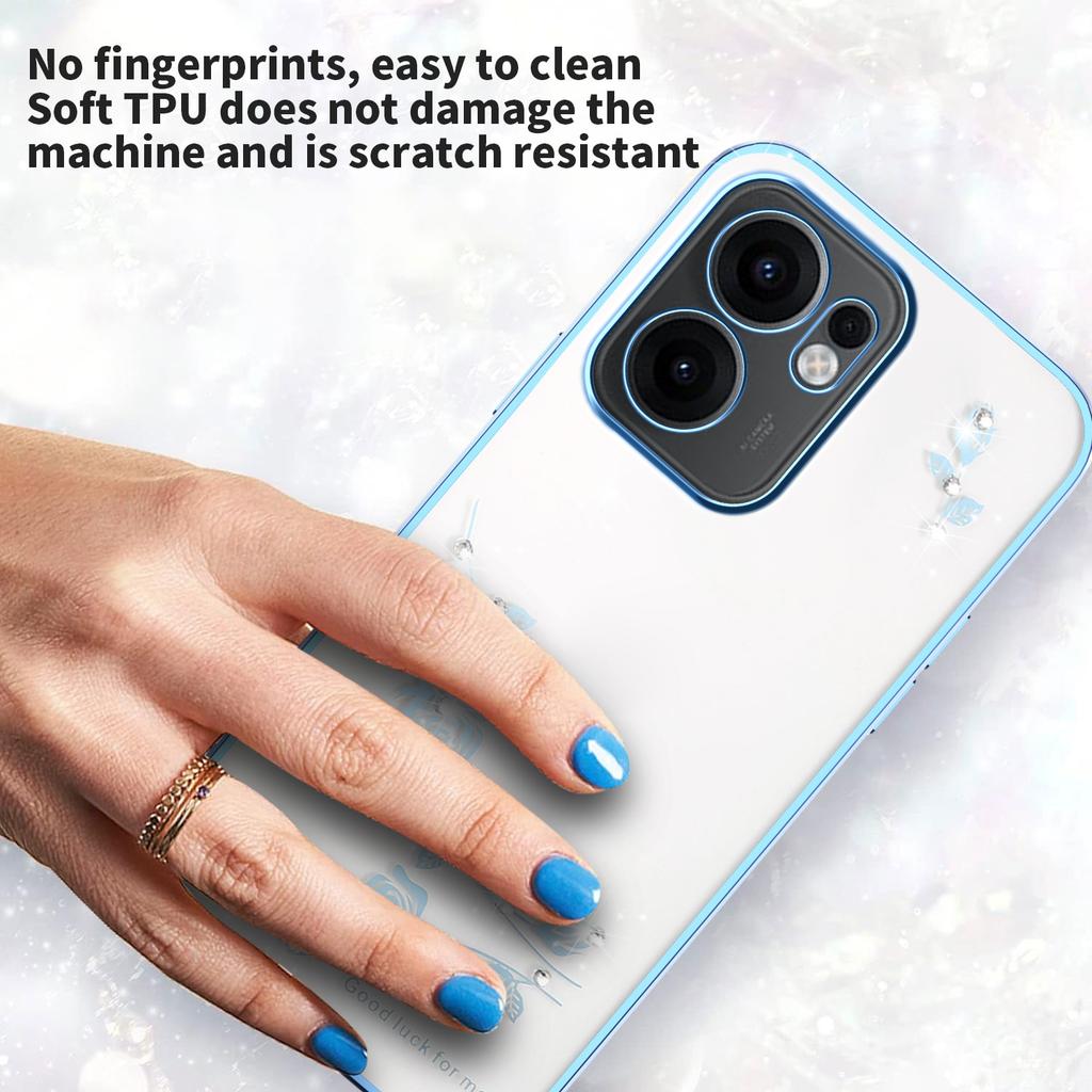 KADEM For Oppo Reno13 F 5G (Reno 13 FS 5G)/4G Case Flower Rhinestone Decor Electroplating TPU Phone Cover