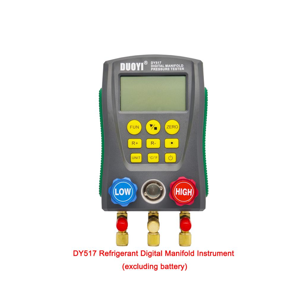 DY517 Digital AC Refrigerant Gauge Kit, HVAC Vacuum Pressure Meter, Electronic Manifold (Batteries Not Included)