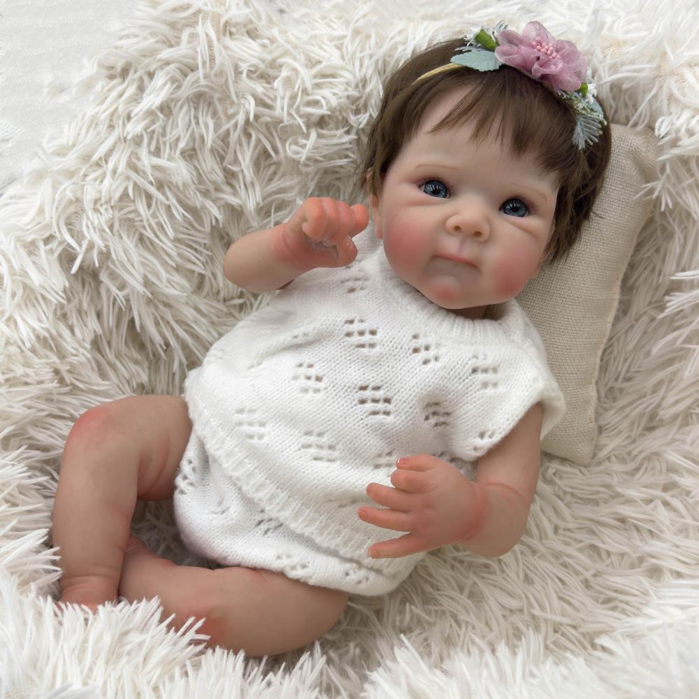Lifelike 48 Cm Reborn Baby Doll Bettie Soft Cloth Body Alive Baby Doll Toys for Kids 3+ Years Old Hand Rooted Hair Newborn Doll Child Bedtime Play Toy