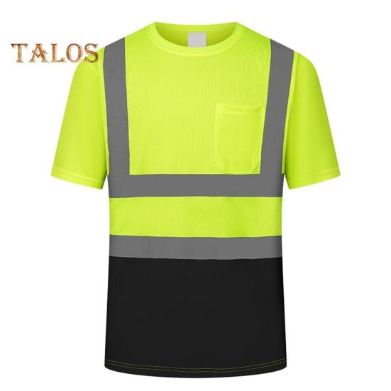 Мужская светоотражающая одежда с коротким рукавом и круглым вырезом, светоотражающая футболка с сетчатыми вставками, промышленная рабочая одежда