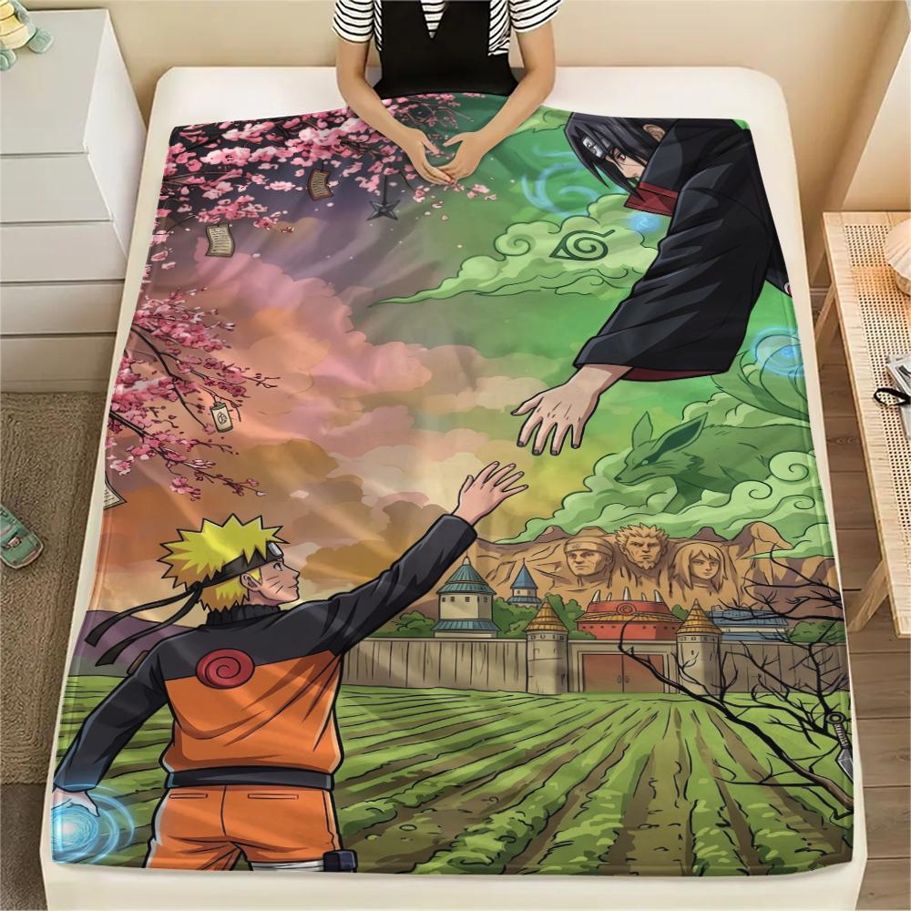 Japanese Anime Naruto Flannel Blanket Warm Soft Print Throw for Bed Sofa Chair Travel Picnic Cozy Home Decoration -Xin