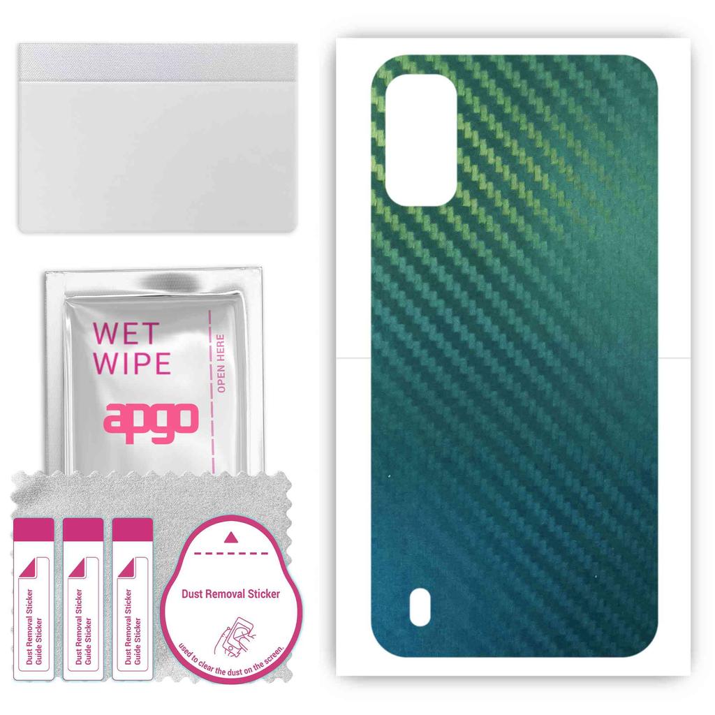 apgo Protective Skin Sticker for the back compatible with Tecno Pop 5S, Wrap Film, Foil, Vinyl - Pattern Carbon Chameleon CAKA1