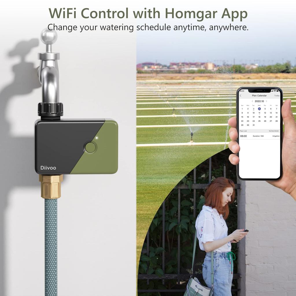 Diivoo Таймер воды Wi-Fi, 1/2/3 зоны, умный водяной клапан, дистанционное управление, ирригация, Wi-Fi-шлюз, автоматическая система полива сада