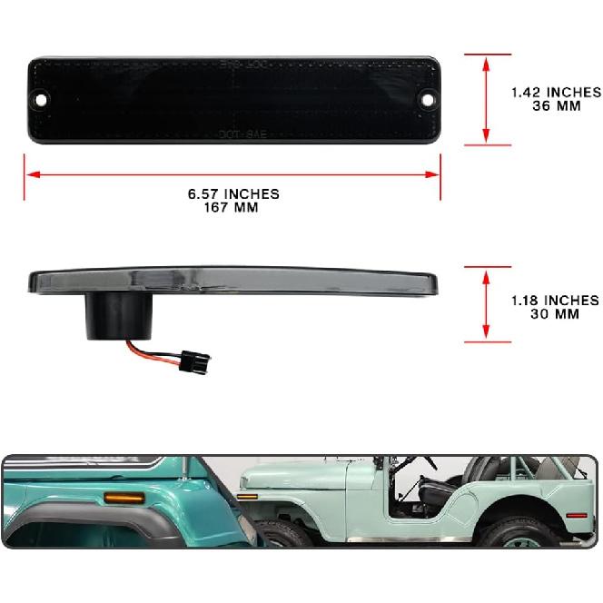 4Pcs Amber/Red LED Side Marker Lights for J'eep Cherokee SJ Wagoneer Grand Wagoneer J10 J20 Pickup CJ-5 CJ-6 CJ-7 Scrambler CJ-8 Indicator Turn