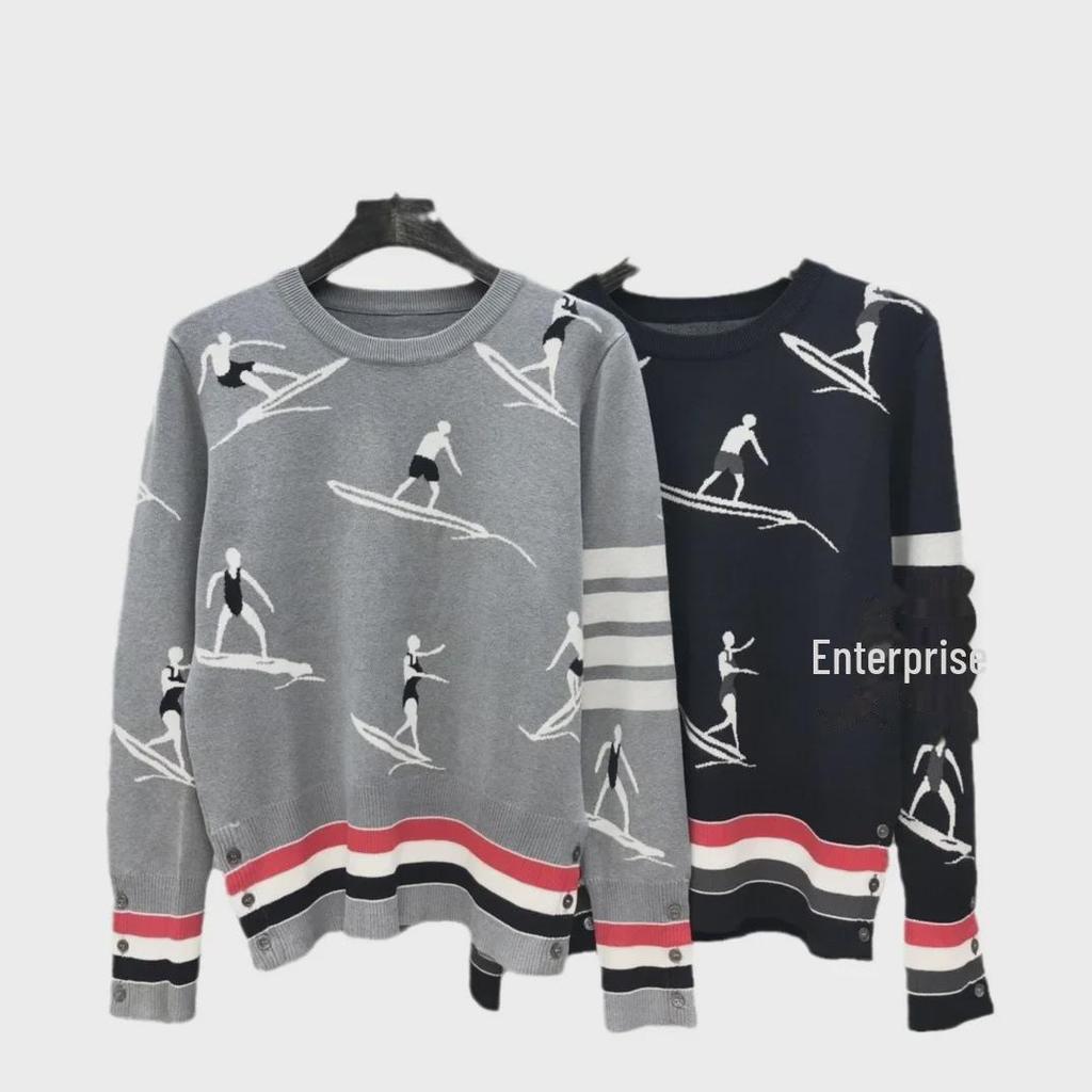 Унисекс свитер шерстяной жаккардовой вязки для серфинга на осень/зиму