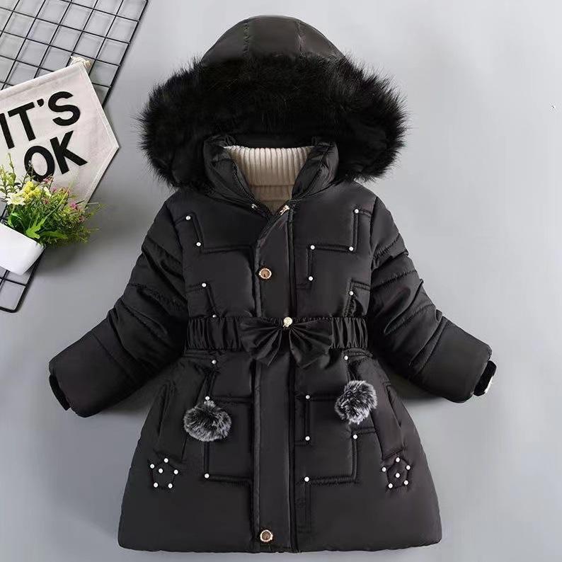 Girls' Winter Clothing Velvet Padded Thickened Coat Fashion Girl Cotton-Padded Jacket