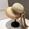 Foldable Beach Hat Summer Women Straw Hats Sun Hat Sunshade Panama Cap with Big Bow Beach Hat Outdoors Travel Caps