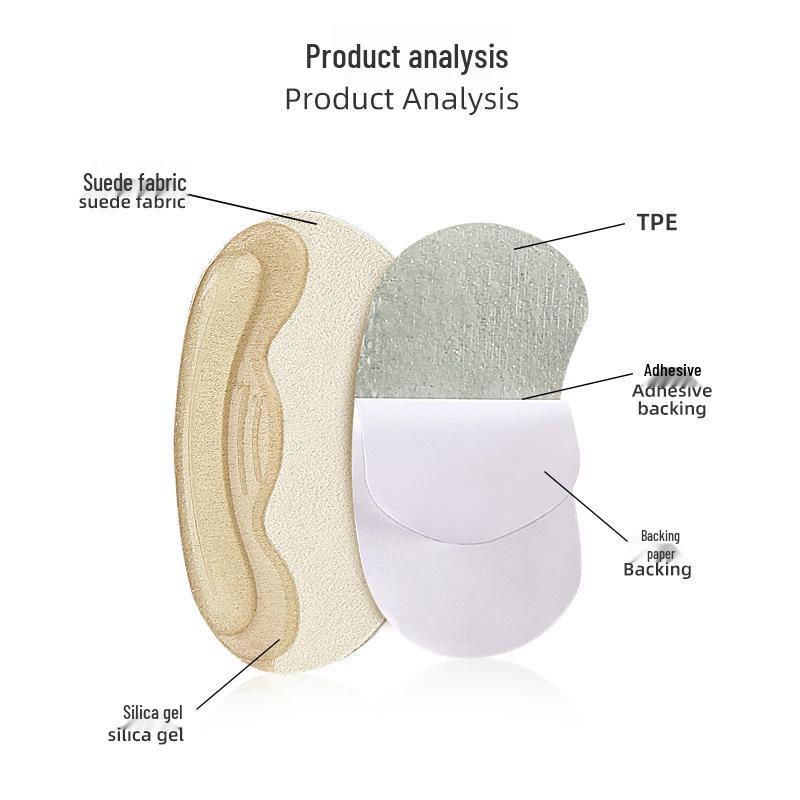 Silicone Suede Heel Stickers: Anti-Wear, Anti-Slip, Self-Adhesive Insole for Size Adjustment (Large to Small)