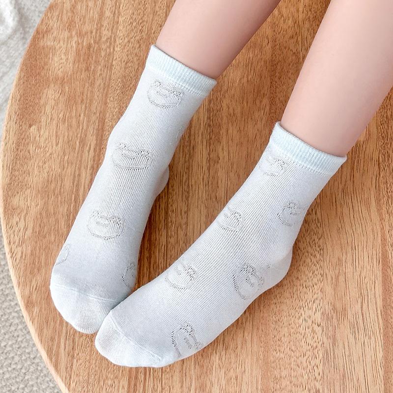 Fentenggan [Breathable Jacquard Mesh] 5 Pairs of Mid Tube Socks for Infants and Children
