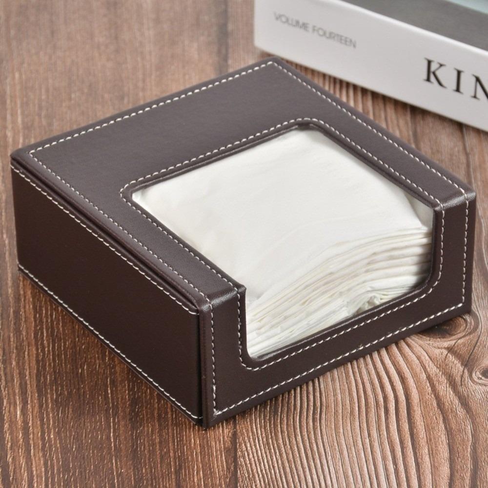 PU Leather Napkin Box Desktop Tissue Storage Box Creative Square Towel Box Home