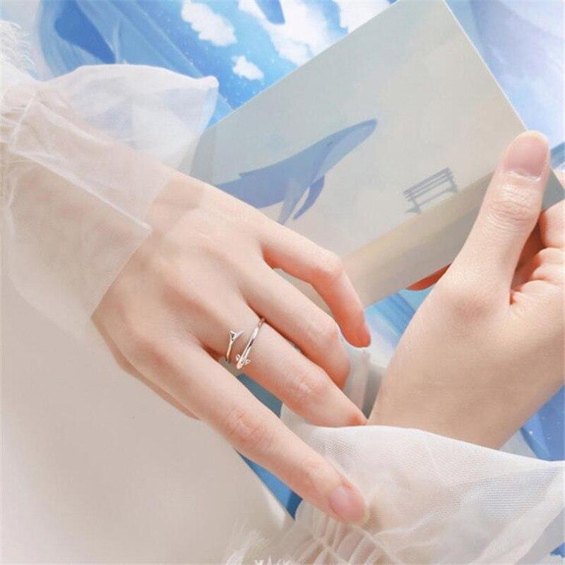 Популярные модные милые животные 925 пробы серебряные ювелирные изделия личность дельфин рыба изысканные открывающиеся серебряные кольца R021