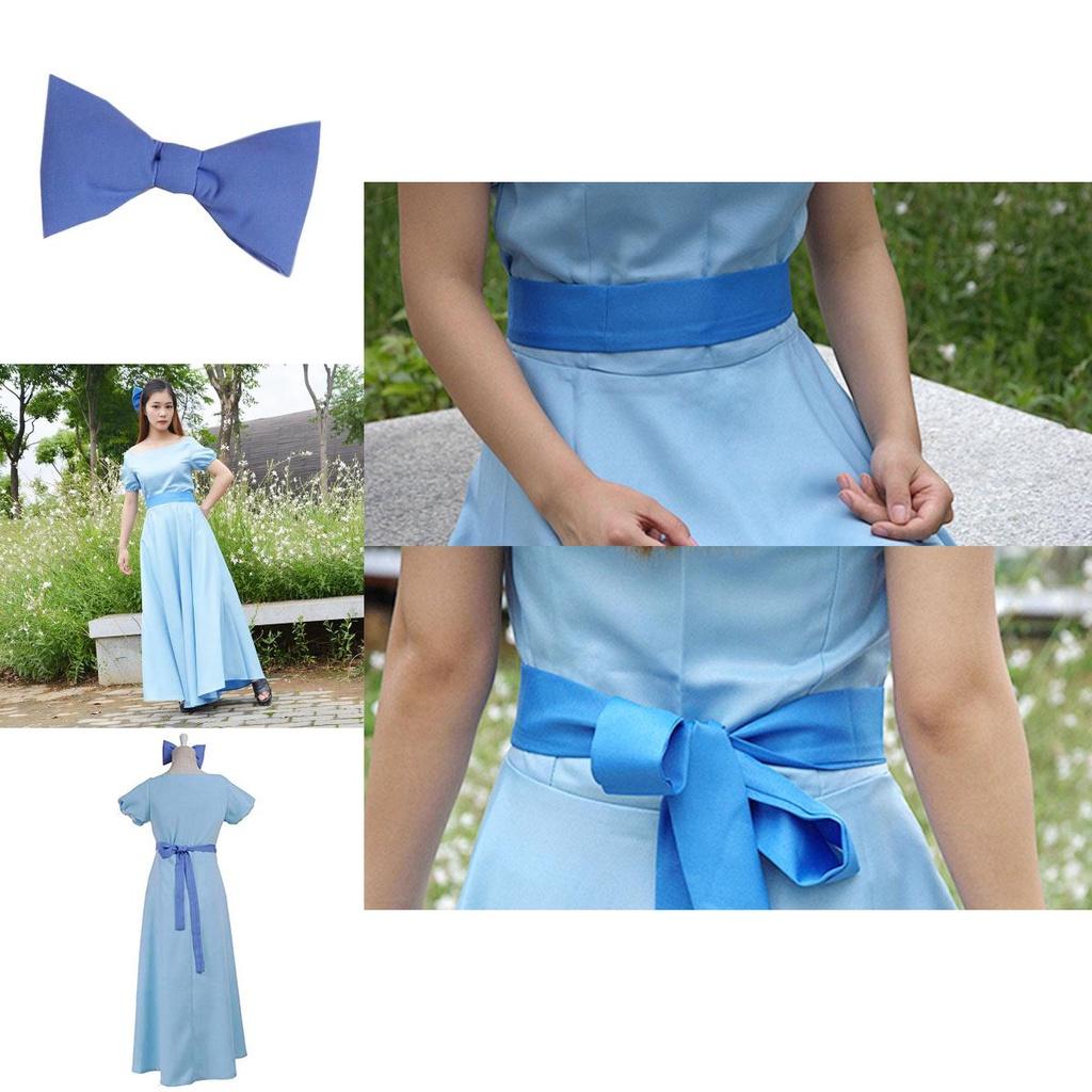 Очаровательное сказочное платье Питера Пэна и Венди Дарлинг синего цвета с бантом и головным убором