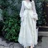 French Gentle Style First Love White Moonlight Fairy Dress Women's Summer V-Neck Waist-Cinching Dress