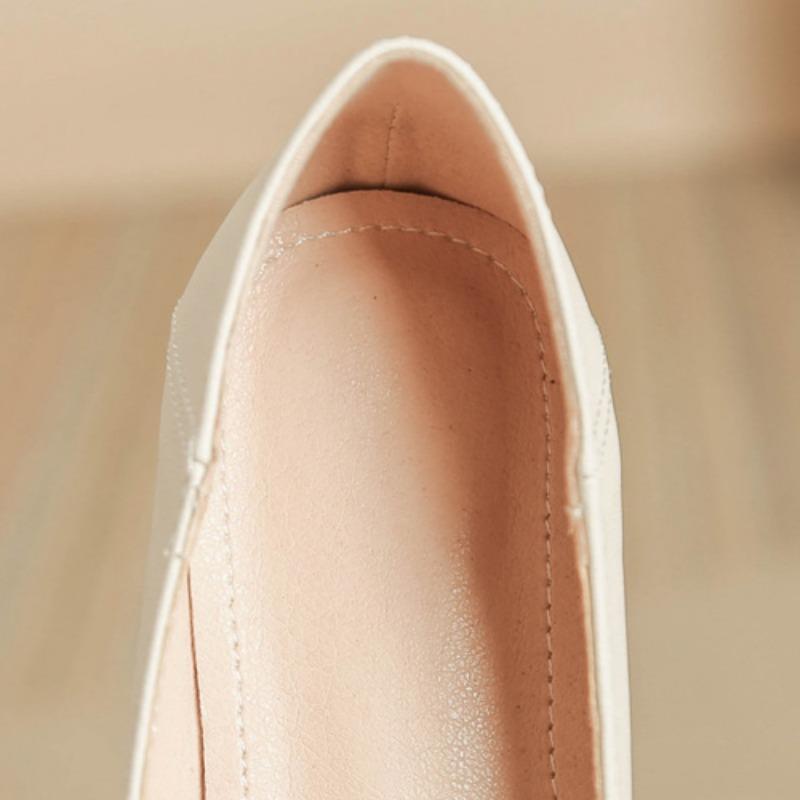 Рабочие профессиональные кожаные туфли на низком каблуке Туфли на плоской подошве с неглубоким носком Туфли на толстом каблуке Универсальные туфли на высоком каблуке