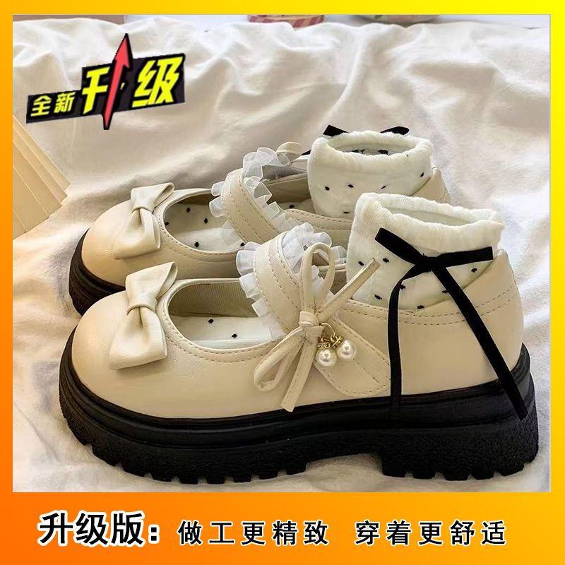 Универсальная платформа-бант, маленькие кожаные туфли, повседневная мода, круглый носок, с открытым верхом, толстый каблук, туфли-лодочки Мэри Джейн, новинка 2025