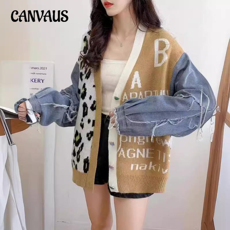 Осенне-зимняя женская джинсовая трикотажная кардиганная жаккардовая модная куртка Tide