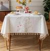 Ying Cross-Border Cotton Linen Embroidered Tablecloth, French Retro American Style, Rectangular.