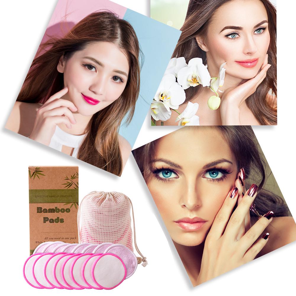 16pcs Round Reusable Cotton Pads Washable Facial Make Up Remover Wipe Pads