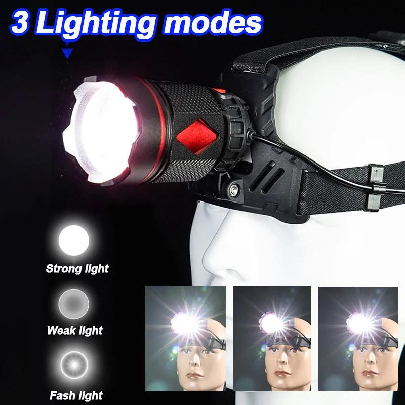 800 Вт светодиодный супер яркий налобный фонарь Long Shot 3500M перезаряжаемый налобный фонарь с зумом лампа для ночной рыбалки