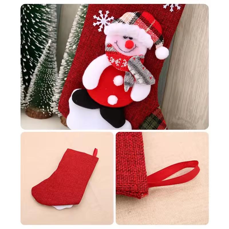 New Christmas Stocking Socks Gift Candy Bag Snowman Santa Elk Pattern Xmas Tree Hanging Ornament Party Home Fireplace Decoration