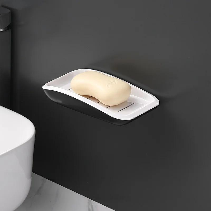 1Pcs Drainage Soap Box Wall Hanging Soap Rack Household Plastic Creative Toilet Simple  Holder Without Punching Soap Rack