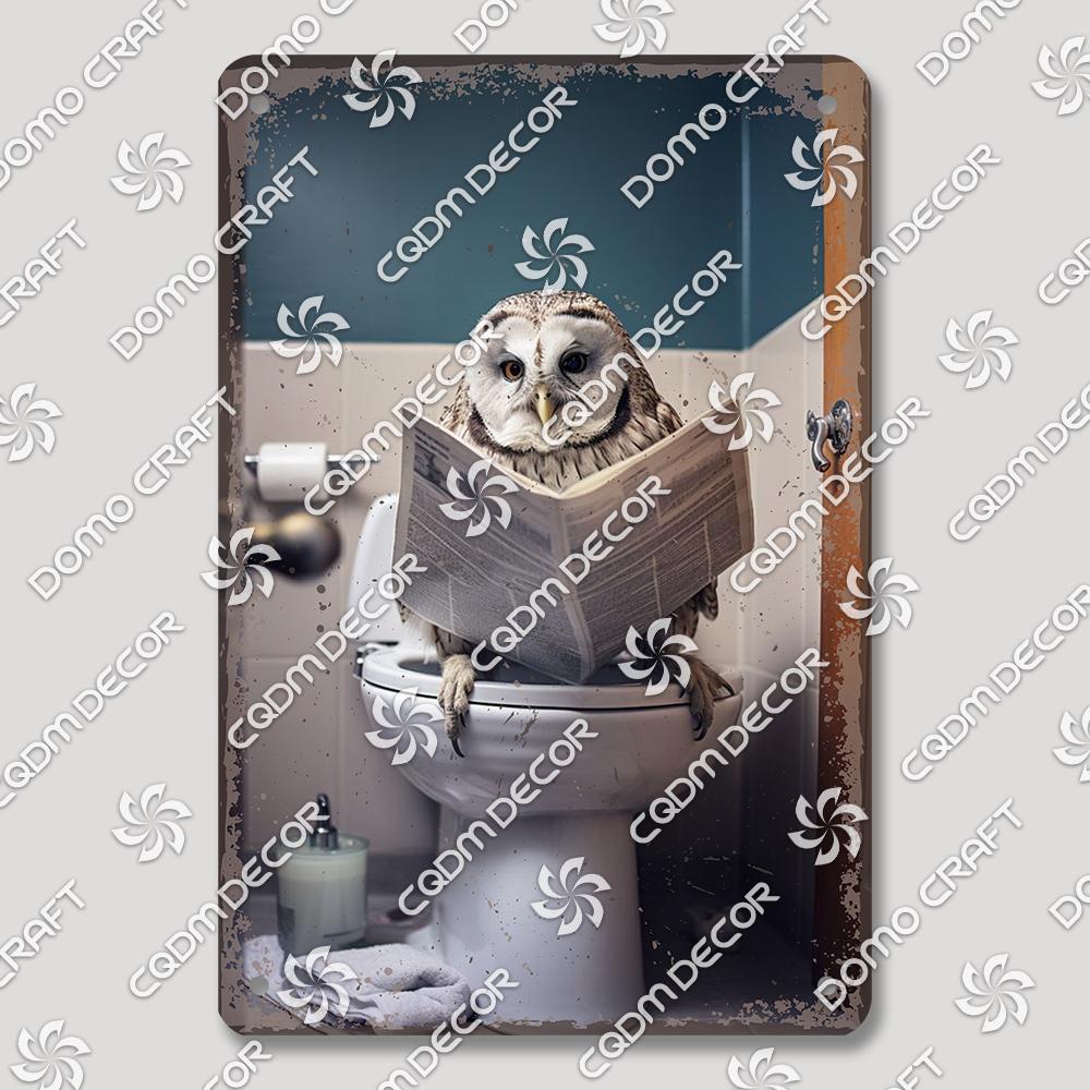 Забавная туалетная жестяная табличка Винтажный металлический постер Кролик Енот Кошка Собака Металлические таблички Ретро настенный декор для кафе ванной дома