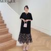 MODIQUE Summer Plus Size New Dress Shirt Women Loose Patchwork Solid Cotton Linen A-Line Dress Casual Female Dresses O-Neck Short Sleeve