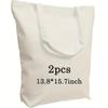 2pcs/13.8*15.7 Inches Cotton Canvas Tote Bag Reusable Grocery Shopping Pure Natural Handmade Bag Canvas Bag