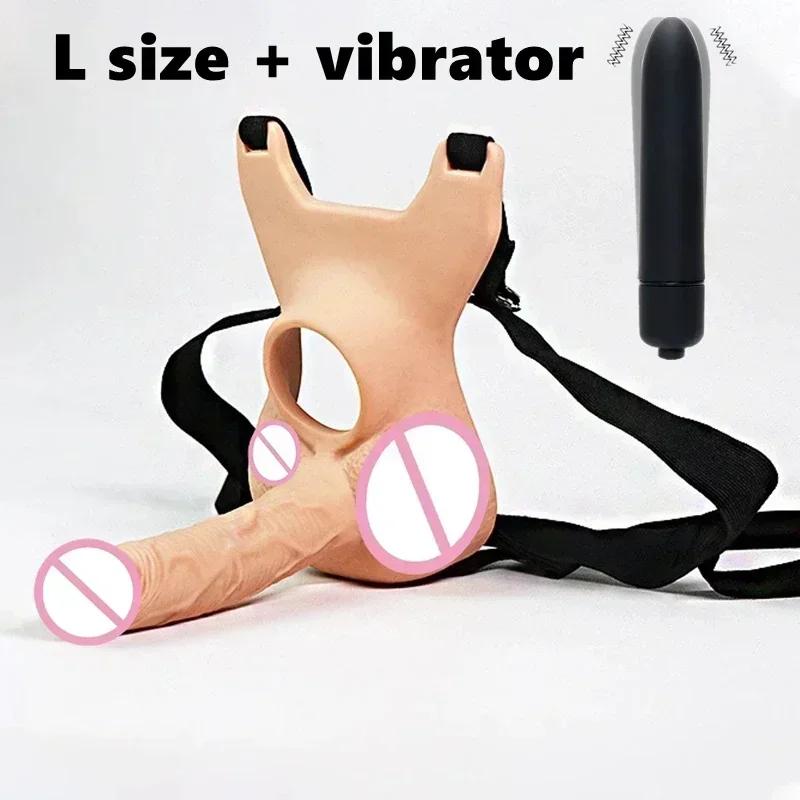 Wearable Vibrators 3 Size Dildo for Panties Double Penetration Penis Anal Toy Butt Plug for Women Man Adjustable Strap Silent