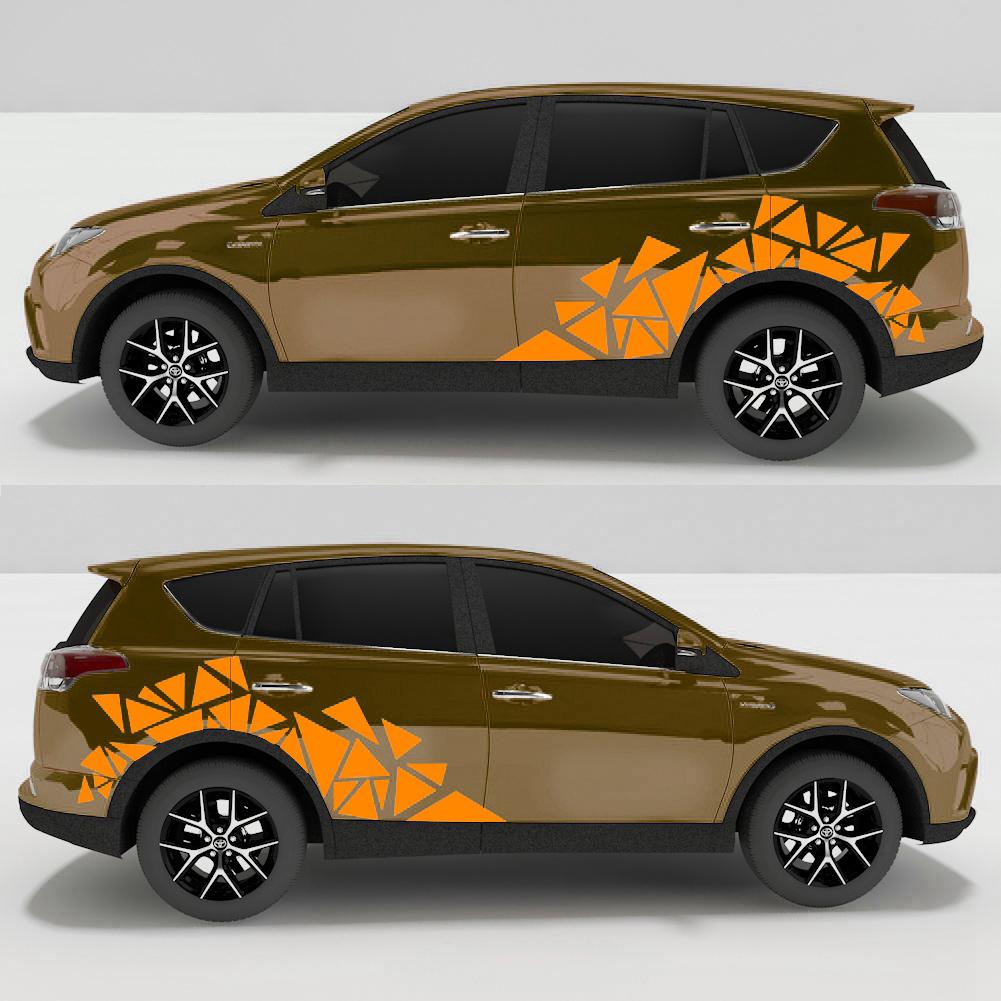 Наклейка с изображением треугольников хамелеона, боковые графические наклейки на кузов автомобиля, автомобильные наклейки на капот, крышка двери, виниловые наклейки из ПВХ для внешнего оформления 2 шт.