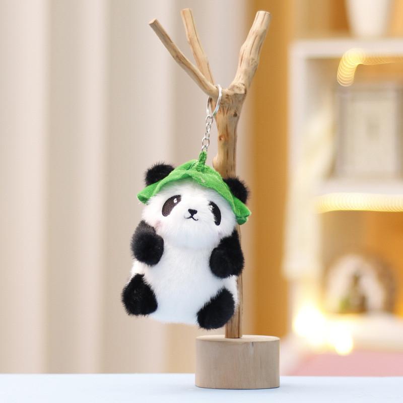 Rabbit Panda Keychain Cute Cartoon Girl Backpack Decorative Pendant Plush Doll