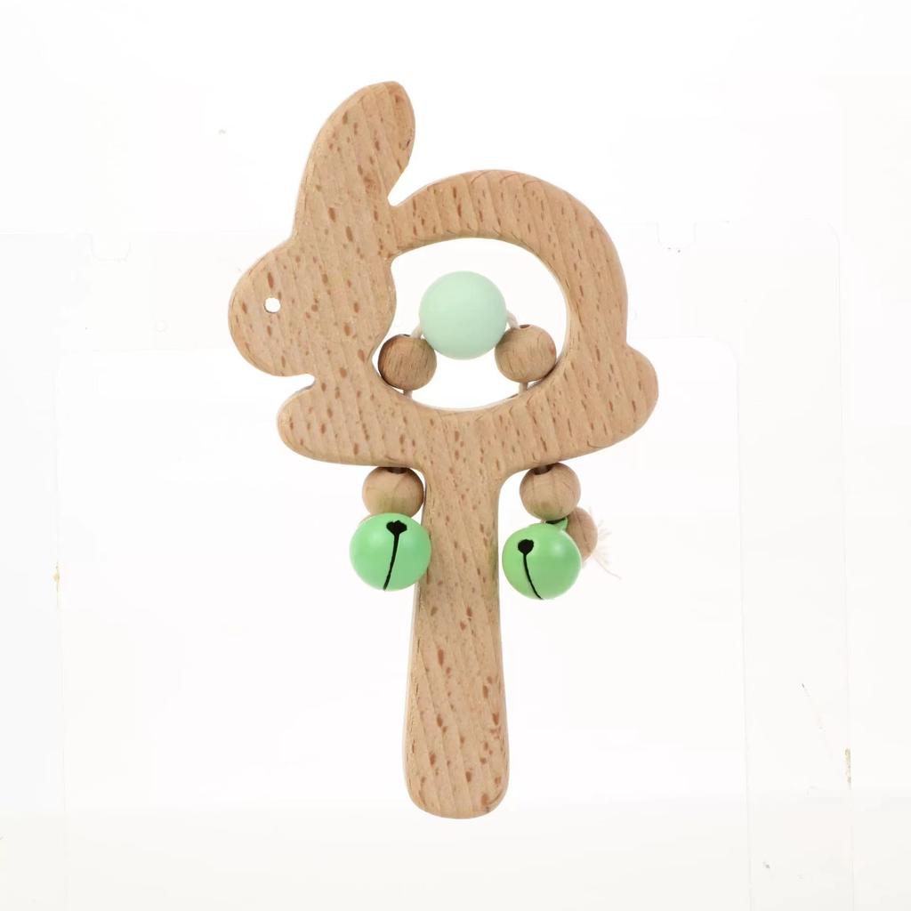 Baby Wooden Rattle Hand Teething Wooden Ring Makes A Sound Montessori Educational Toy Ages 6mo+