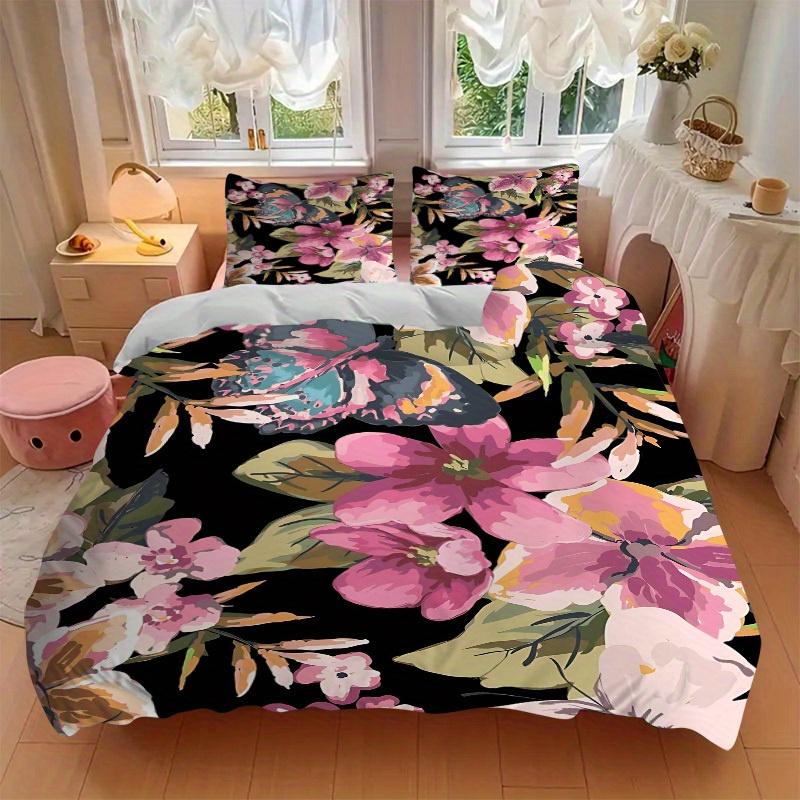 3pcs Floral Pattern Bedding Set, Suitable for Bedroom Decoration, (Includes 1 Duvet Cover And 2 Pillowcases, Quilt Not Included) yy250822136