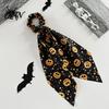 Non-damaging Hair Tie Halloween Satin Scrunchies for Women, Funny Pumpkin Printed Elastic Ties, Silky Accessory Soft Ponytail Holders, Decorative