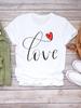 (Asian Size) Women Love Letter Trend Cute Sweet Short Sleeve Fashion Print Lady Tee Top Clothing Casual Tshirt Female Graphic T-shirts