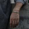 Geometric Vintage Woven Silver Color Men Simple Bangles Opening Bracelets Fashion Jewelry Twisted