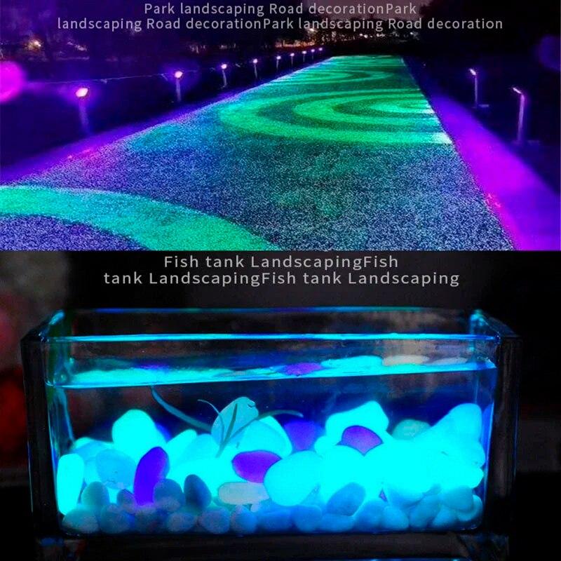 200Pcs Glow In the Dark Garden Pebbles For Sidewalk Garden Terrace Lawn Garden Patio Fish Tank Aquarium Decoration Glow Stone