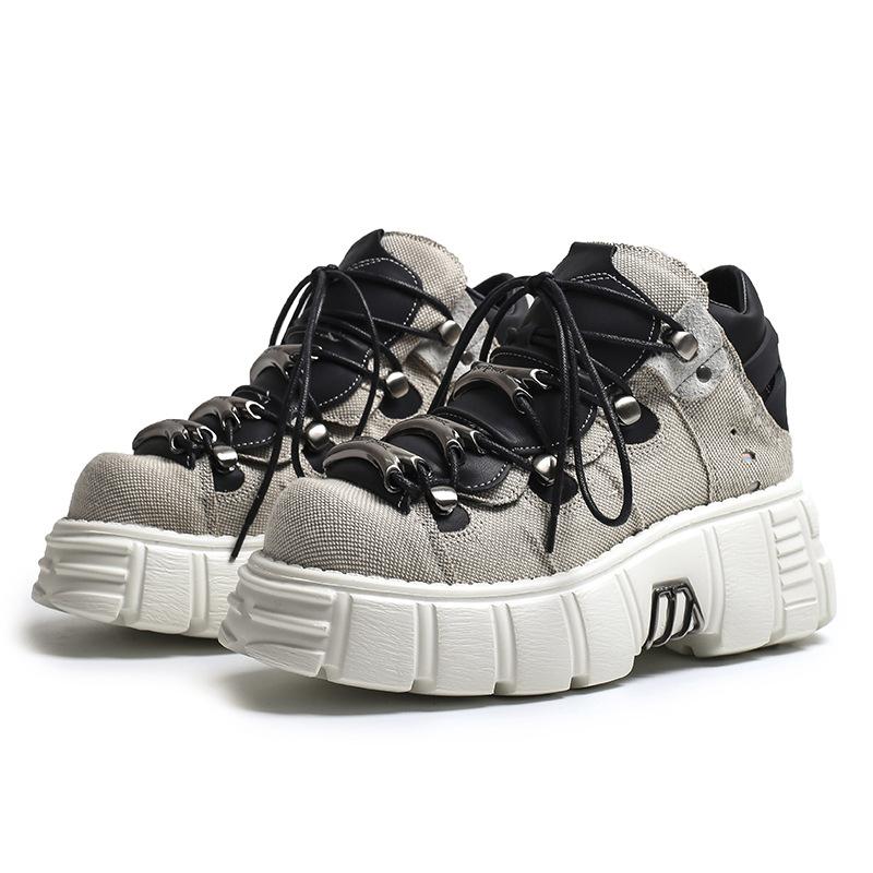 Женские ботильоны в стиле панк, модные повседневные новые рок-женские массивные туфли, мотоциклетные ботинки с металлическими украшениями, женская обувь на платформе