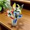 Handmade Glass Orchid Flower Decoration Hand-Blown Mini Floral Ornament with Stem Home Office Indoor Colorful Blossom Figurine