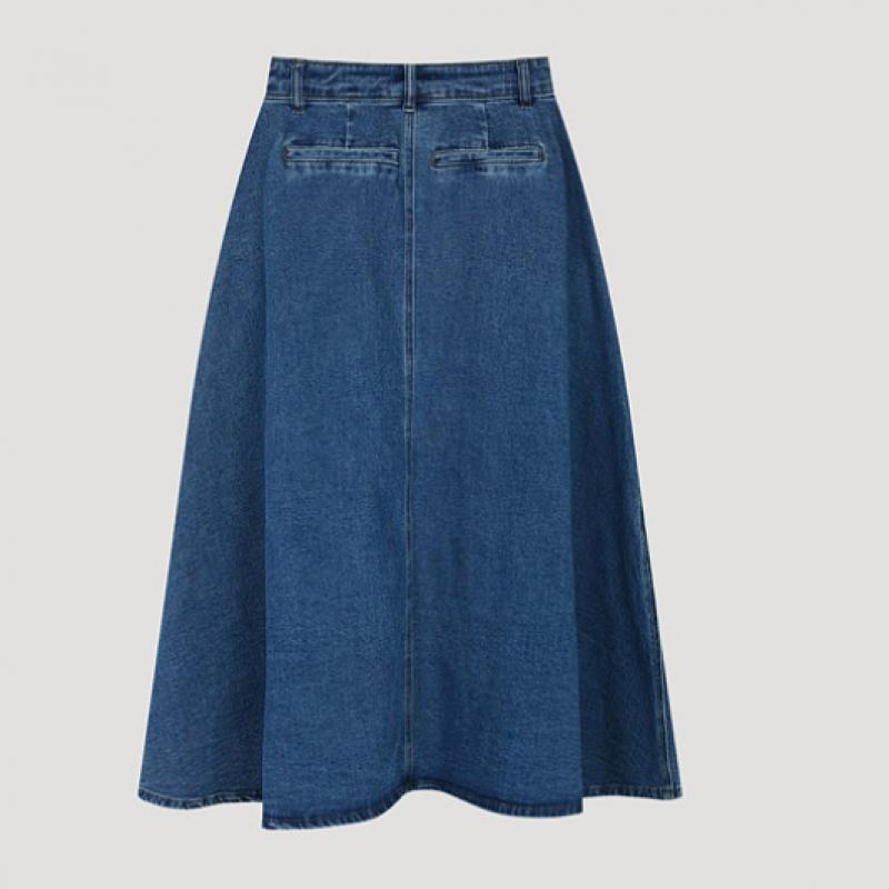 [shs Miss] Расклешенная джинсовая юбка миди Ssmsko12020