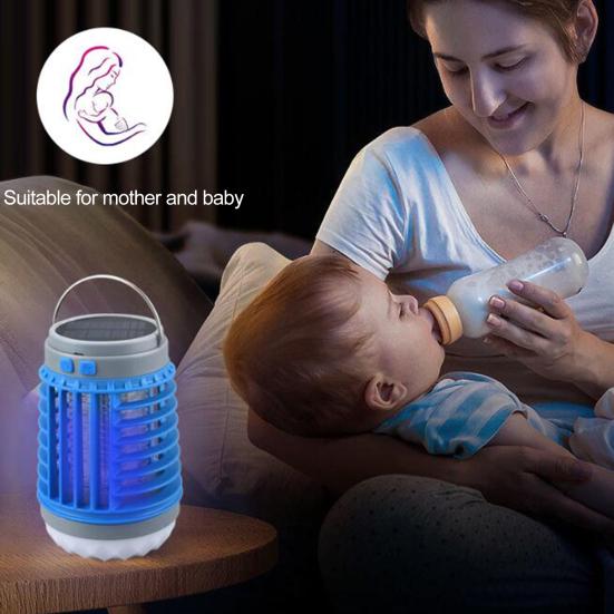 Портативная лампа для уничтожения комаров, USB-солнечная ловушка, светодиодный электрический шок, перезаряжаемый тихий репеллент от комаров