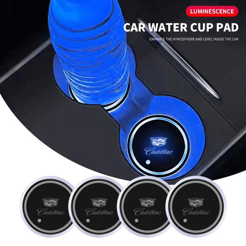 Светящаяся подставка под стакан в машину, цветная подсветка салона автомобиля, нескользящий коврик Для Cadillac Escalade CTS ATS SRX STS XT5 XT4 XT6 XTS CT4