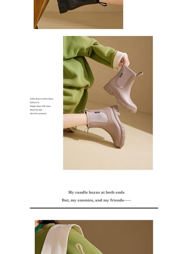 Женские непромокаемые короткие резиновые сапоги 2024 года – стильная обувь для отдыха на открытом воздухе в дождливые дни