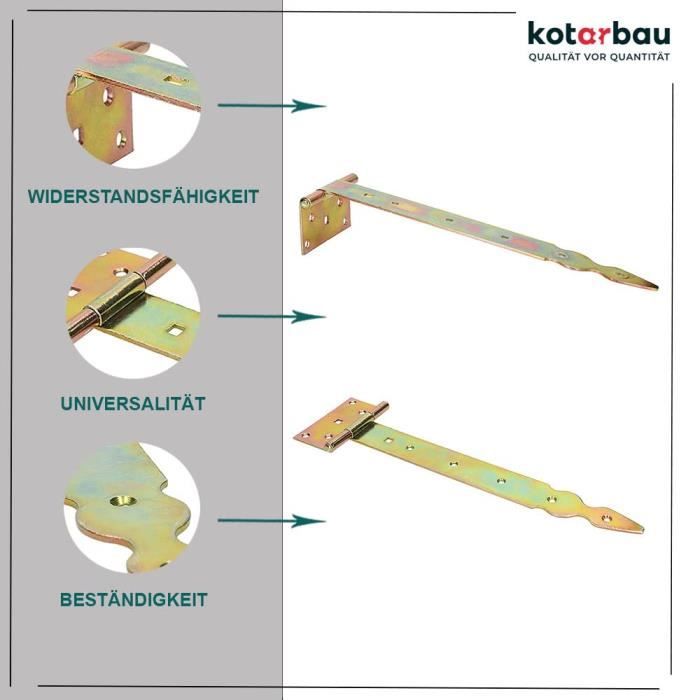 2 шт. Charnière de porte en T - Acier - Revêtement en Zinc - 300 мм - устойчив к воздействию влаги KOTARBAU