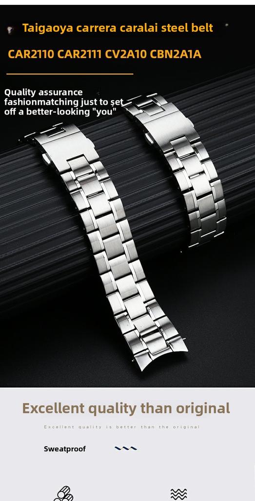Для Tag Heuer Carrera 22 мм Металлический Изогнутый Конец Ремешок Для Часов Сплошная Нержавеющая Сталь Браслет Мужской Браслет Аксессуары Детали