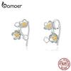 Bamoer Sakura Floral Branch Tiny Earrings Sterling Silver 925 Vivid 3D Flower Fine Bijoux Orecchini