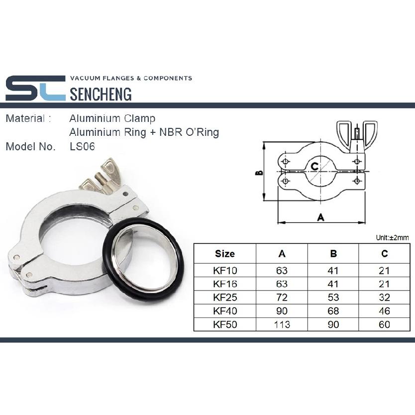 KF10 KF16 KF25 KF40 KF50 Aluminum Vacuum Clamp With Centering Ring , LS06