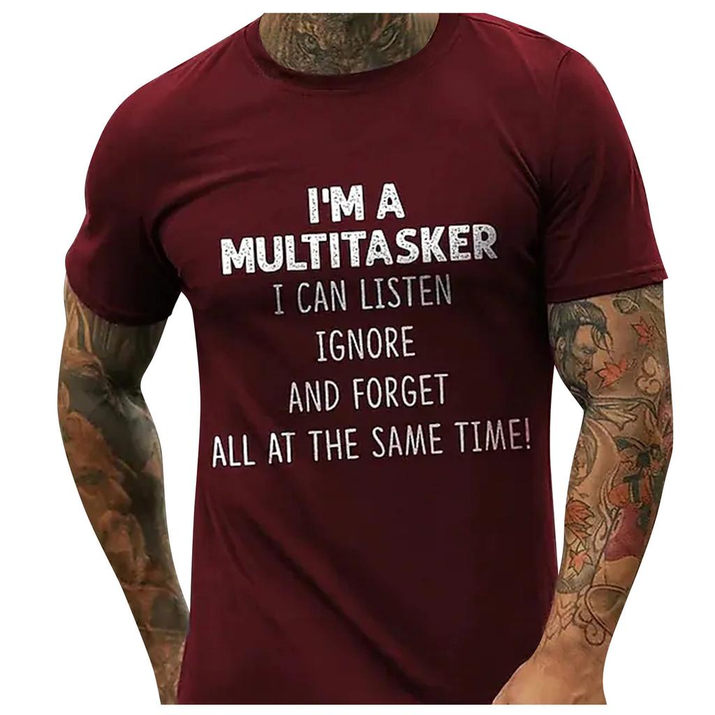 Men's  T-shirt Graphic Text 3D Printing Street Casual Short Sleeve Button Down Printed Clothing Basic