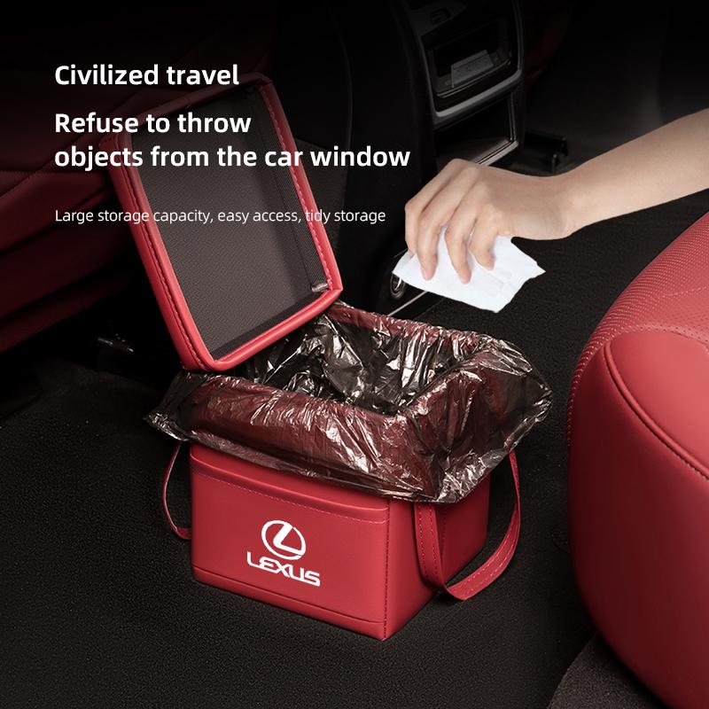 AIS1 Lexus Car Foldable Leather Storage Box Garbage Bin Accessories For Lexus F SPORT ES RX NX LS UX LM LX GX LC RZ IS CT GS RC HS SC