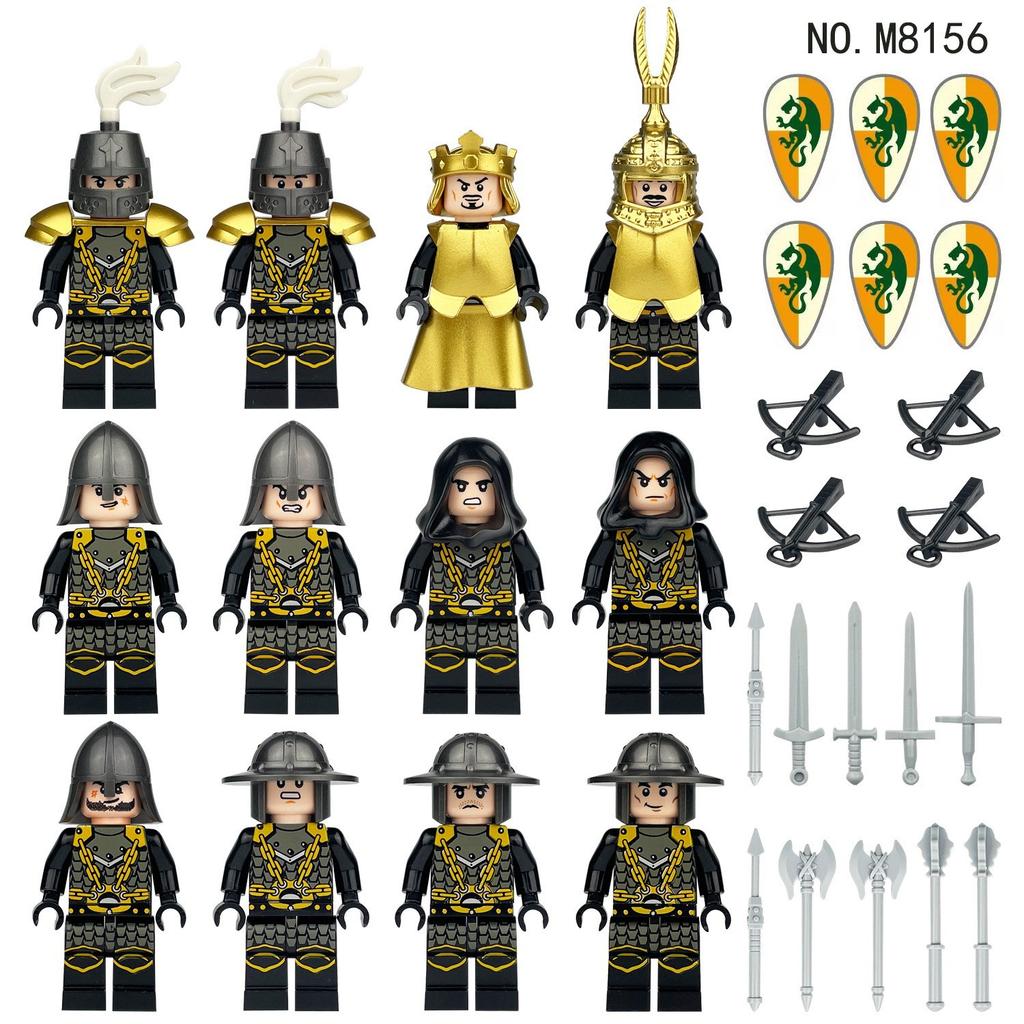 12 средневековых минифигурок Средневековый рыцарь Илимбе Щит Лук и стрелы Строительный блок Игрушка Трансграничный